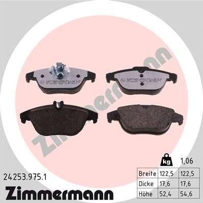 Zimmermann 24253.975.1 - Kit de plaquettes de frein, frein à disque cwaw.fr