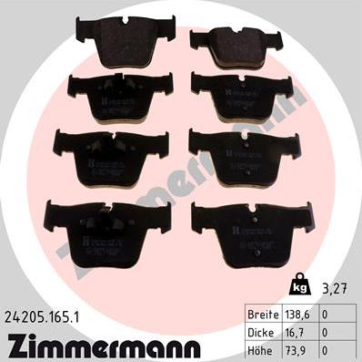 Zimmermann 24205.165.1 - Kit de plaquettes de frein, frein à disque cwaw.fr