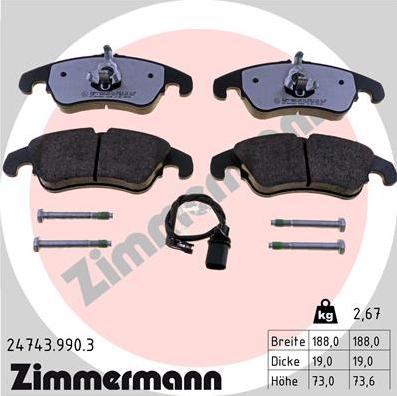 Zimmermann 24743.990.3 - Kit de plaquettes de frein, frein à disque cwaw.fr