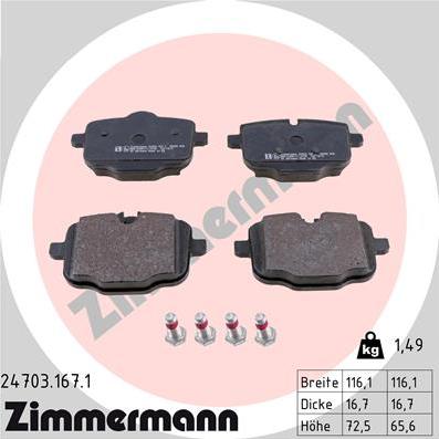 Zimmermann 24703.167.1 - Kit de plaquettes de frein, frein à disque cwaw.fr