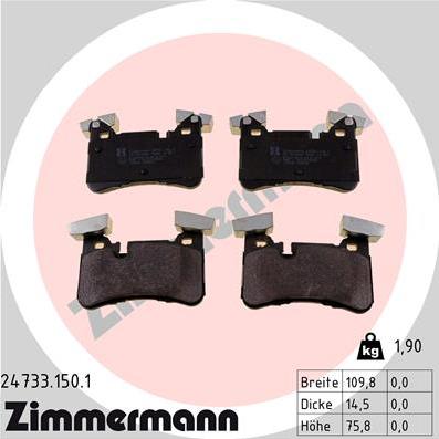 Zimmermann 24733.150.1 - Kit de plaquettes de frein, frein à disque cwaw.fr