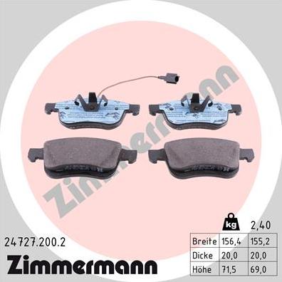 Zimmermann 24727.200.2 - Kit de plaquettes de frein, frein à disque cwaw.fr