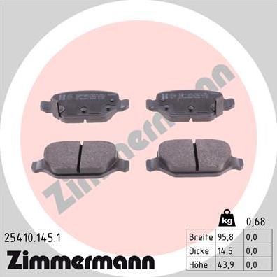 Zimmermann 25410.145.1 - Kit de plaquettes de frein, frein à disque cwaw.fr