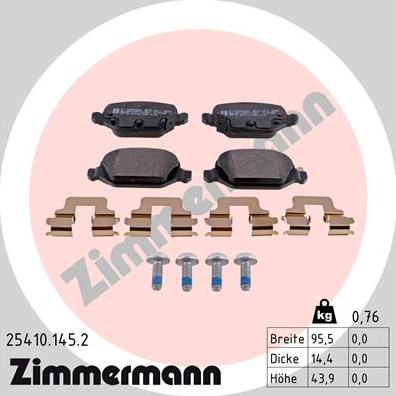 Zimmermann 25410.145.2 - Kit de plaquettes de frein, frein à disque cwaw.fr