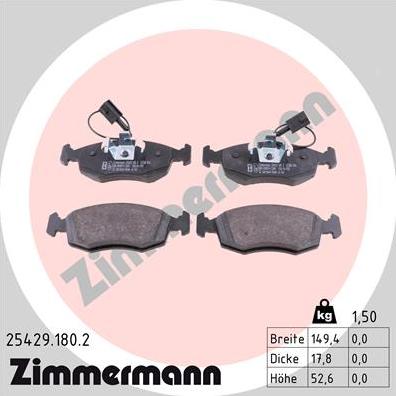 Zimmermann 25429.180.2 - Kit de plaquettes de frein, frein à disque cwaw.fr