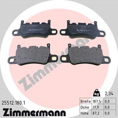 Zimmermann 25512.180.1 - Kit de plaquettes de frein, frein à disque cwaw.fr