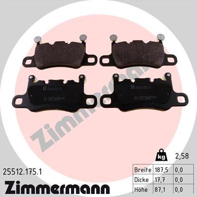 Zimmermann 25512.175.1 - Kit de plaquettes de frein, frein à disque cwaw.fr