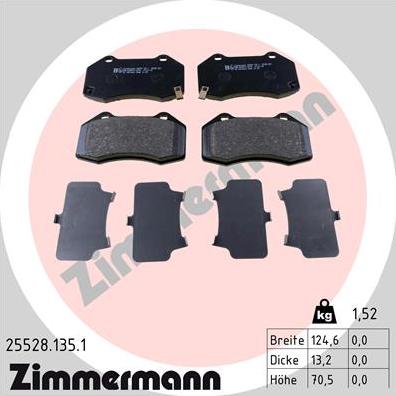 Zimmermann 25528.135.1 - Kit de plaquettes de frein, frein à disque cwaw.fr