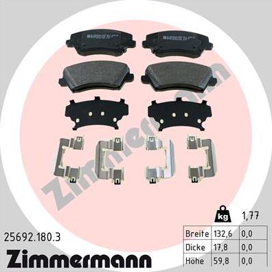 Zimmermann 25692.180.3 - Kit de plaquettes de frein, frein à disque cwaw.fr