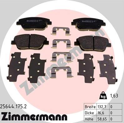 Zimmermann 25644.175.2 - Kit de plaquettes de frein, frein à disque cwaw.fr