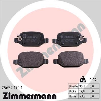 Zimmermann 25652.170.1 - Kit de plaquettes de frein, frein à disque cwaw.fr