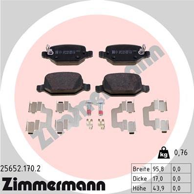 Zimmermann 25652.170.2 - Kit de plaquettes de frein, frein à disque cwaw.fr