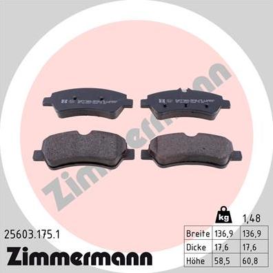 Zimmermann 25603.175.1 - Kit de plaquettes de frein, frein à disque cwaw.fr