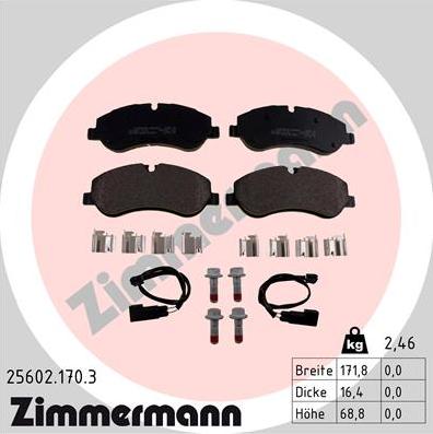 Zimmermann 25602.170.3 - Kit de plaquettes de frein, frein à disque cwaw.fr