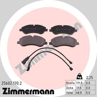 Zimmermann 25602.170.2 - Kit de plaquettes de frein, frein à disque cwaw.fr