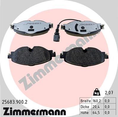 Zimmermann 25683.900.2 - Kit de plaquettes de frein, frein à disque cwaw.fr