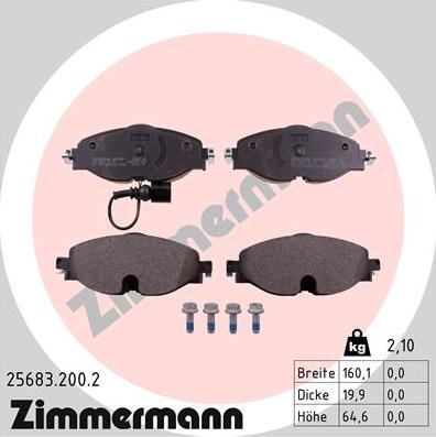 Zimmermann 25683.200.2 - Kit de plaquettes de frein, frein à disque cwaw.fr