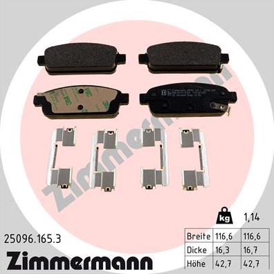 Zimmermann 25096.165.3 - Kit de plaquettes de frein, frein à disque cwaw.fr