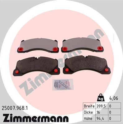 Zimmermann 25007.968.1 - Kit de plaquettes de frein, frein à disque cwaw.fr