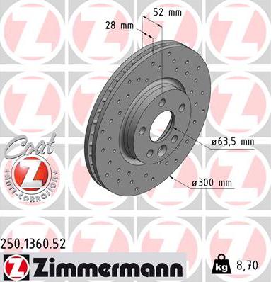 Zimmermann 250.1360.52 - Disque de frein cwaw.fr