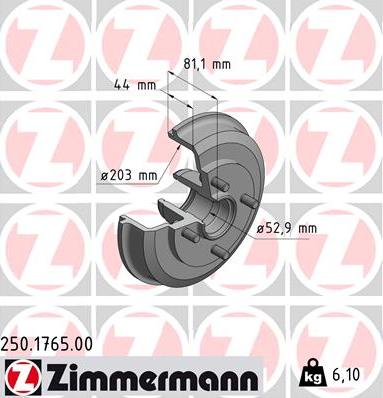 Zimmermann 250.1765.00 - Tambour de frein cwaw.fr