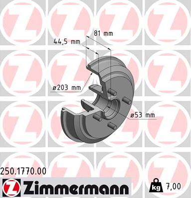 Zimmermann 250.1770.00 - Tambour de frein cwaw.fr