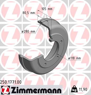 Zimmermann 250.1771.00 - Tambour de frein cwaw.fr