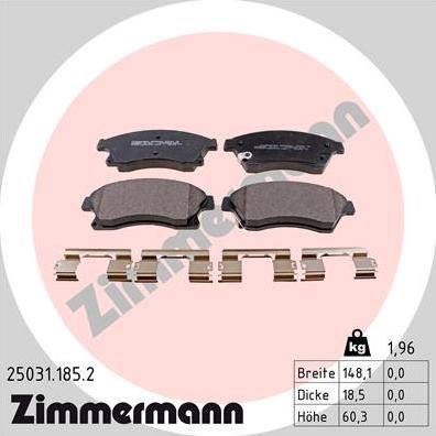 Zimmermann 25031.185.2 - Kit de plaquettes de frein, frein à disque cwaw.fr