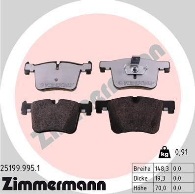 Zimmermann 25199.995.1 - Kit de plaquettes de frein, frein à disque cwaw.fr