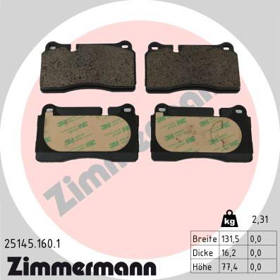 Zimmermann 25145.160.1 - Kit de plaquettes de frein, frein à disque cwaw.fr