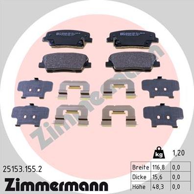 Zimmermann 25153.155.2 - Kit de plaquettes de frein, frein à disque cwaw.fr