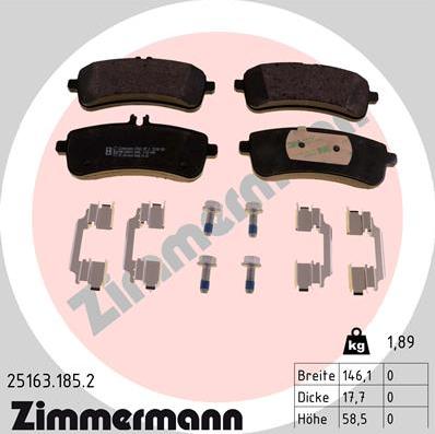 Zimmermann 25163.185.2 - Kit de plaquettes de frein, frein à disque cwaw.fr