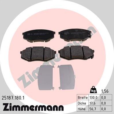 Zimmermann 25187.180.1 - Kit de plaquettes de frein, frein à disque cwaw.fr