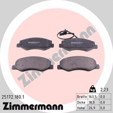 Zimmermann 25172.180.1 - Kit de plaquettes de frein, frein à disque cwaw.fr