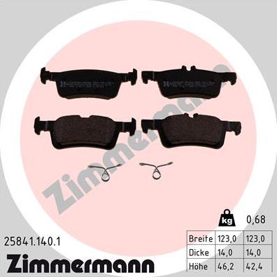 Zimmermann 25841.140.1 - Kit de plaquettes de frein, frein à disque cwaw.fr