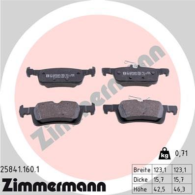 Zimmermann 25841.160.1 - Kit de plaquettes de frein, frein à disque cwaw.fr