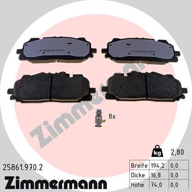 Zimmermann 25861.970.2 - Kit de plaquettes de frein, frein à disque cwaw.fr