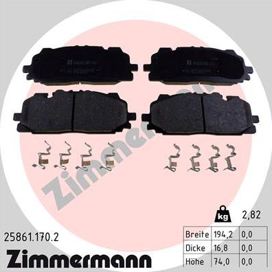 Zimmermann 25861.170.2 - Kit de plaquettes de frein, frein à disque cwaw.fr