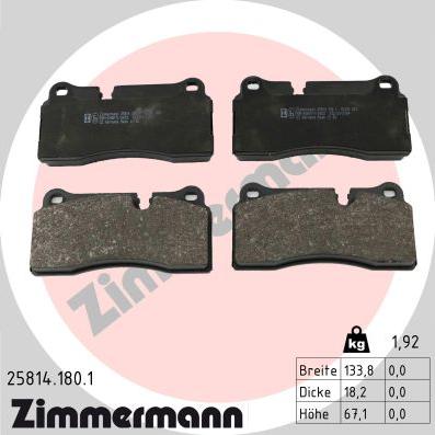 Zimmermann 25814.180.1 - Kit de plaquettes de frein, frein à disque cwaw.fr