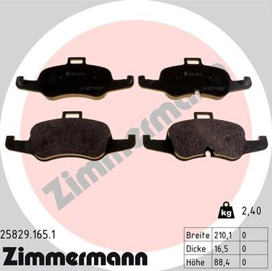 Zimmermann 25829.165.1 - Kit de plaquettes de frein, frein à disque cwaw.fr