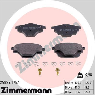 Zimmermann 25827.175.1 - Kit de plaquettes de frein, frein à disque cwaw.fr