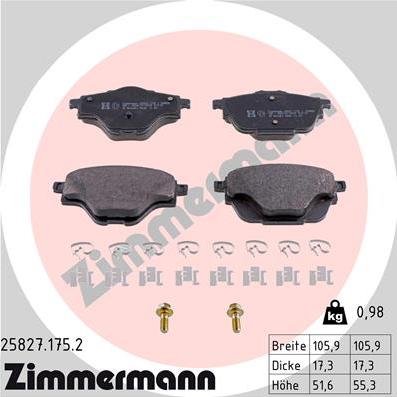 Zimmermann 25827.175.2 - Kit de plaquettes de frein, frein à disque cwaw.fr