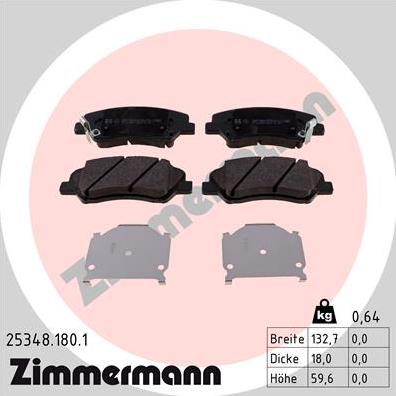 Zimmermann 25348.180.1 - Kit de plaquettes de frein, frein à disque cwaw.fr