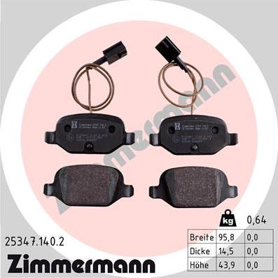 Zimmermann 25347.140.2 - Kit de plaquettes de frein, frein à disque cwaw.fr