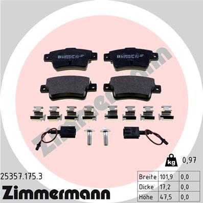 Zimmermann 25357.175.3 - Kit de plaquettes de frein, frein à disque cwaw.fr