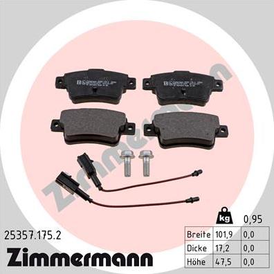 Zimmermann 25357.175.2 - Kit de plaquettes de frein, frein à disque cwaw.fr