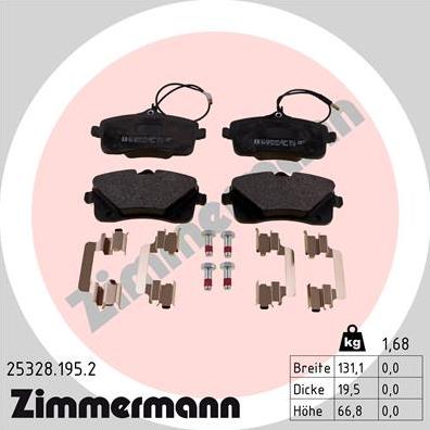 Zimmermann 25328.195.2 - Kit de plaquettes de frein, frein à disque cwaw.fr