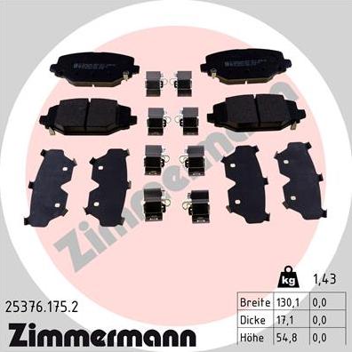 Zimmermann 25376.175.2 - Kit de plaquettes de frein, frein à disque cwaw.fr