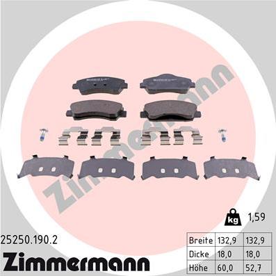 Zimmermann 25250.190.2 - Kit de plaquettes de frein, frein à disque cwaw.fr