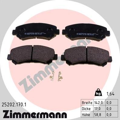 Zimmermann 25202.170.1 - Kit de plaquettes de frein, frein à disque cwaw.fr